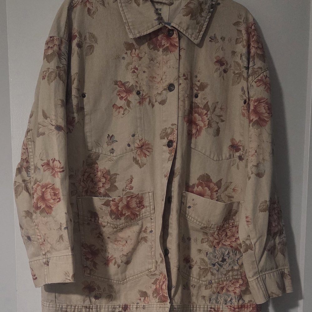 We The Free Floral Tan Utility Jacket